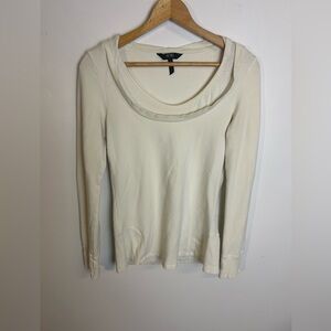 BCBG Paris Y2K Blouse Hoodie Size S Long Sleeve Button Cuff Sleeve Stretch chic